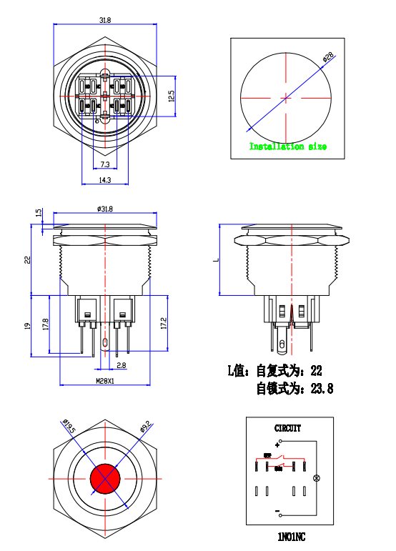 28-A2 push button switch