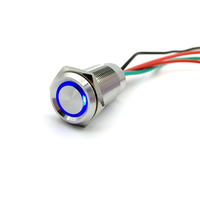 19mm latching concave blue led touch switch